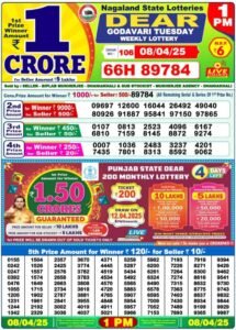 Nagaland State Lottery Result 09-04-2025 (OUT) Live – Check Dear Morning, Day, and Night Results Here!